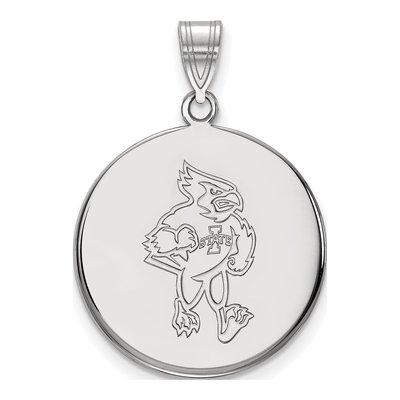 Iowa State University 10K White Gold Cardinal Large Disc Pendant