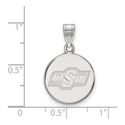Oklahoma State University 10K White Gold O-S-U Medium Disc Pendant – view 2