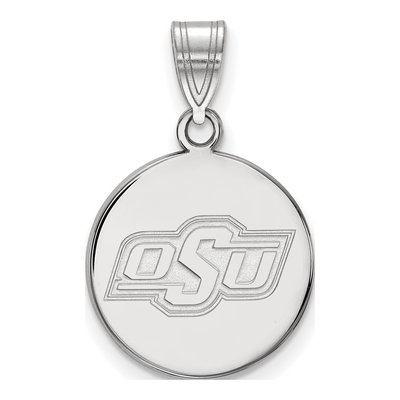 Oklahoma State University 10K White Gold O-S-U Medium Disc Pendant