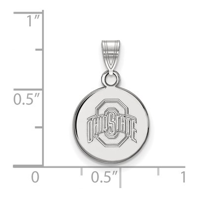 Ohio State University 10K White Gold Small Disc Pendant – view 2