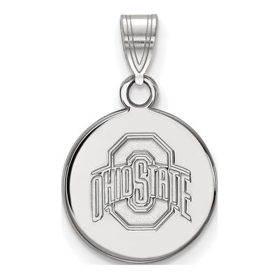 Ohio State University 10K White Gold Small Disc Pendant