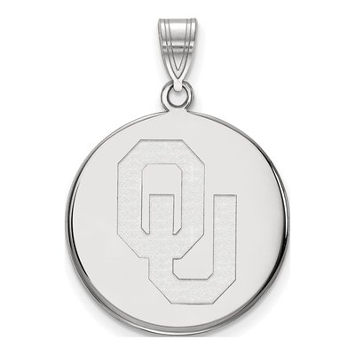 University of Oklahoma 10K White Gold O-U Large Disc Pendant