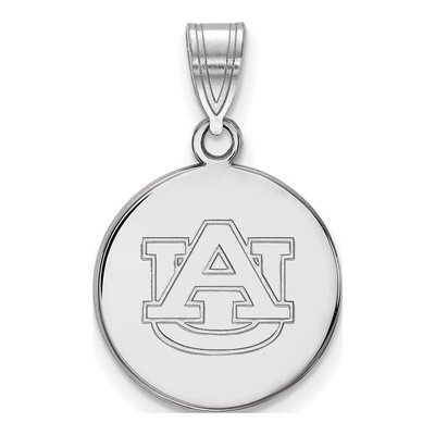 Auburn University 10K White Gold Medium Disc Pendant
