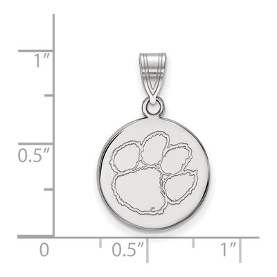 Clemson University 10K White Gold Tiger Paw Medium Disc Pendant – view 2