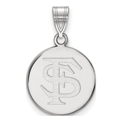 Florida State University 10K White Gold F-S Medium Disc Pendant