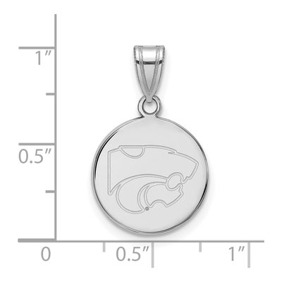 Kansas State University 10K White Gold Wildcat Medium Disc Pendant – view 2