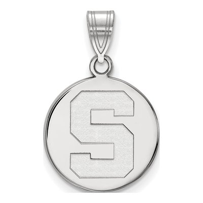 Michigan State University 10K White Gold Medium Spartans Letter S Pendant