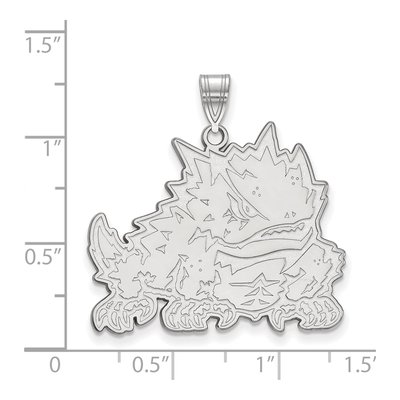 Texas Christian University 10K White Gold Horned Frog Extra Large Pendant – view 2