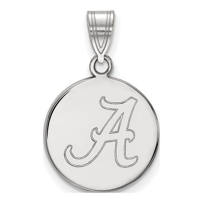 University of Alabama 10K White Gold Medium Disc Letter A Pendant