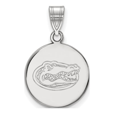 University of Florida 10K White Gold Gator Medium Disc Pendant