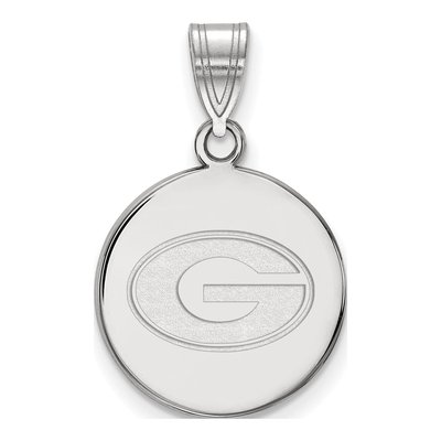 University of Georgia 10K White Gold Medium Disc Letter G Pendant