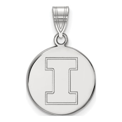 University of Illinois 10K White Gold Letter I Medium Disc Pendant