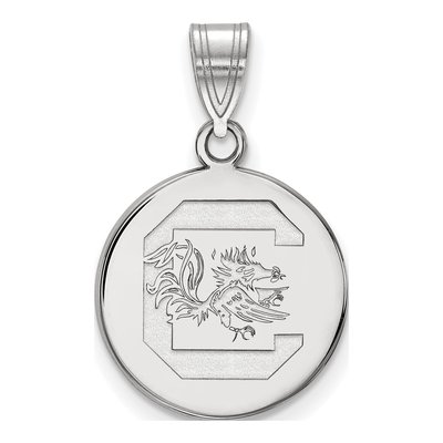 University of South Carolina 10K White Gold Medium Disc Pendant