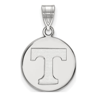 University of Tennessee 10K White Gold Medium Disc Letter T Pendant