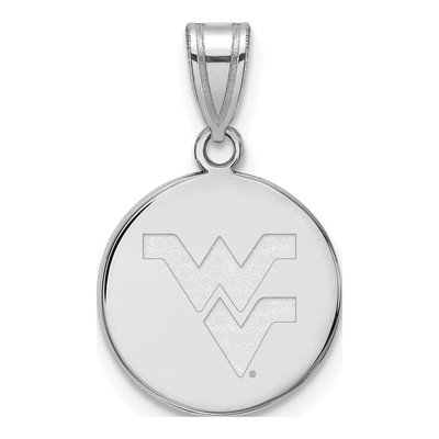 West Virginia University 10K White Gold W-V Medium Disc Pendant