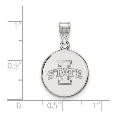Iowa State University 10K White Gold Medium Disc Pendant – view 2