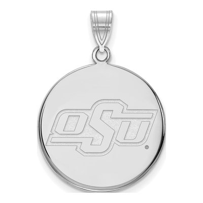 Oklahoma State University 10K White Gold O-S-U Large Disc Pendant