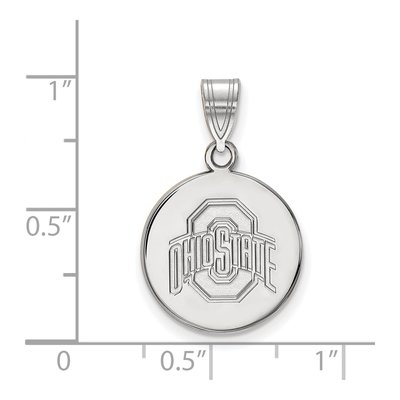 Ohio State University 10K White Gold Medium Disc Pendant – view 2