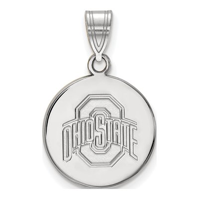 Ohio State University 10K White Gold Medium Disc Pendant