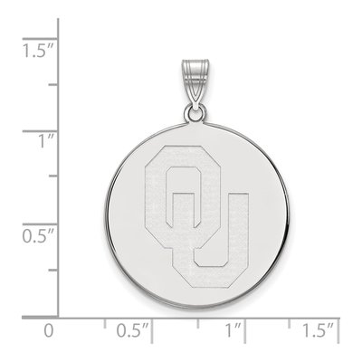 University of Oklahoma 10K White Gold O-U Extra Large Disc Pendant – view 2