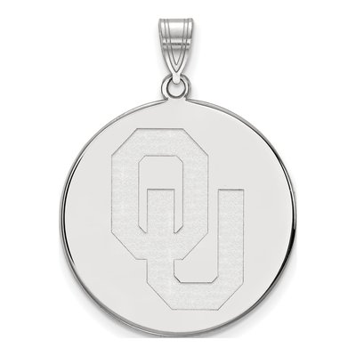 University of Oklahoma 10K White Gold O-U Extra Large Disc Pendant