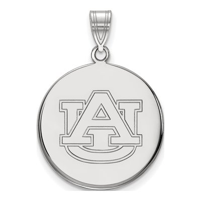 Auburn University 10K White Gold Large Disc Pendant