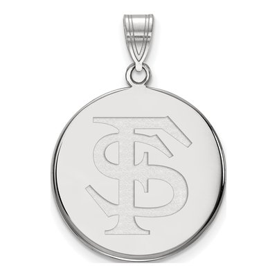 Florida State University 10K White Gold F-S Large Disc Pendant
