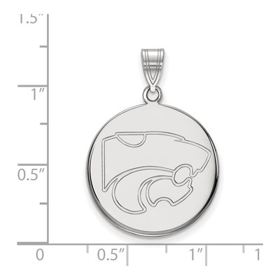 Kansas State University 10K White Gold Wildcat Large Disc Pendant – view 2