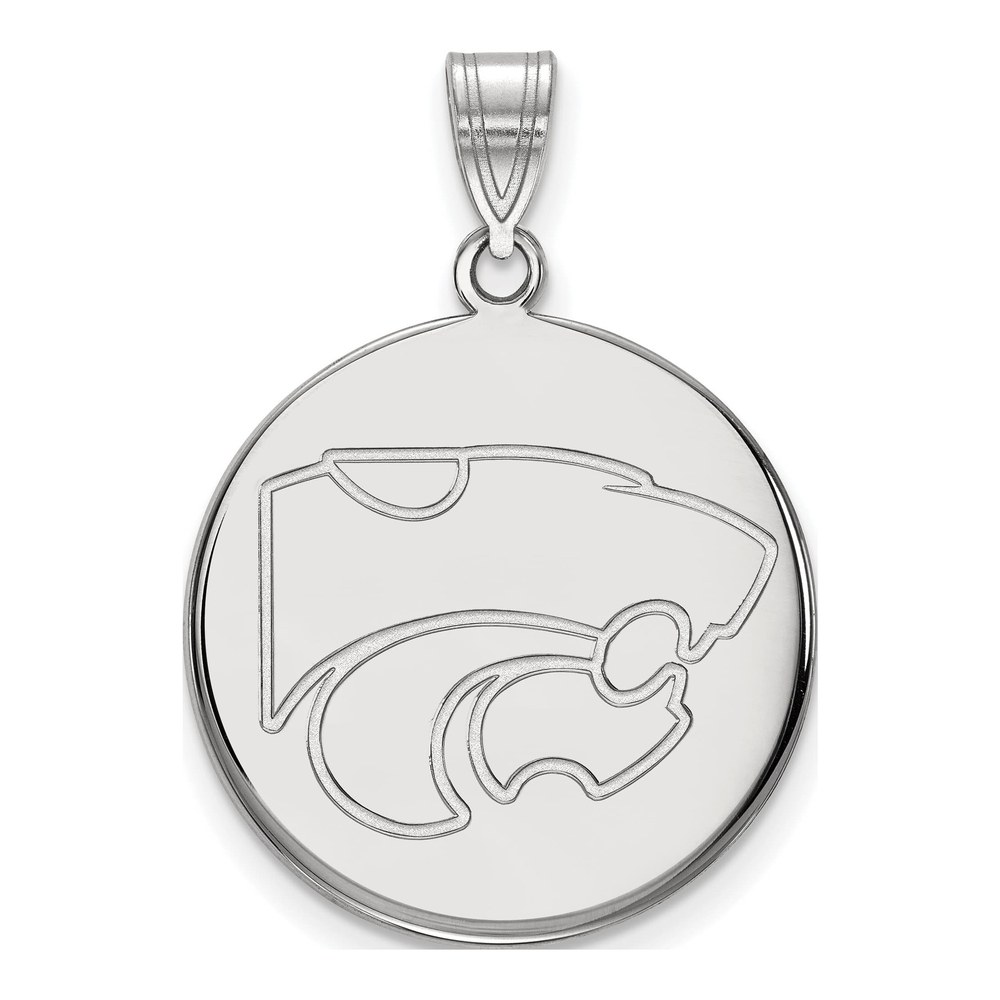 Kansas State University 10K White Gold Wildcat Large Disc Pendant