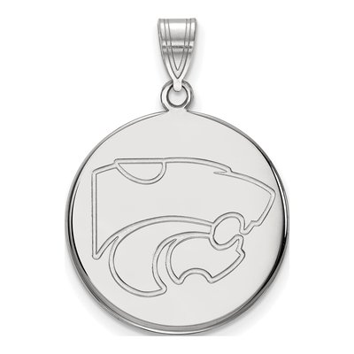 Kansas State University 10K White Gold Wildcat Large Disc Pendant