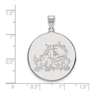 Texas Christian University 10K White Gold Horned Frog Extra Large Disc Pendant – view 2