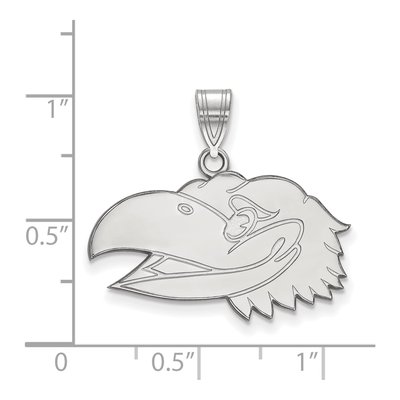 University of Kansas 10K White Gold Jayhawk Medium Pendant – view 2