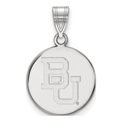 Baylor University 10K White Gold Bears Medium Disc Pendant