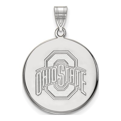 Ohio State University 10K White Gold Large Disc Pendant