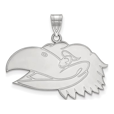University of Kansas 10K White Gold Jayhawk Large Pendant