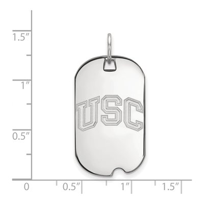 University of Southern California 10K White Gold U-S-C Small Dog Tag Pendant – view 2