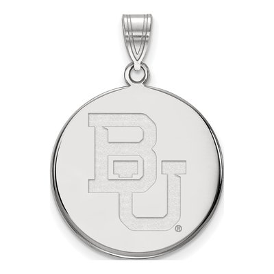Baylor University 10K White Gold Bears Large Disc Pendant