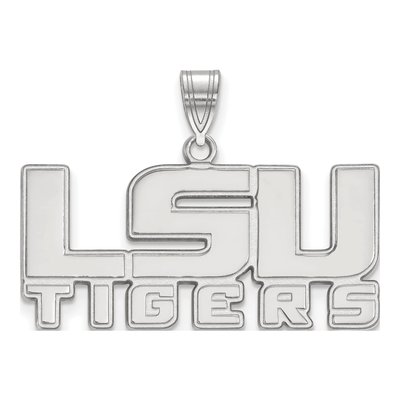 Louisiana State University 10K White Gold L-S-U Tigers Medium Pendant