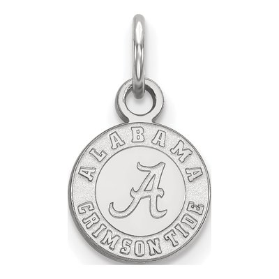 University of Alabama 10K White Gold Crimson Tide Extra Small Disc Pendant