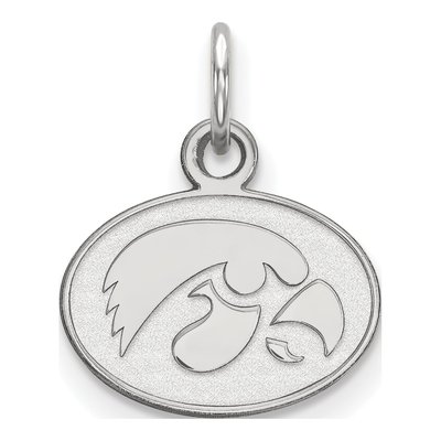 University of Iowa 10K White Gold Hawk Extra Small Oval Pendant