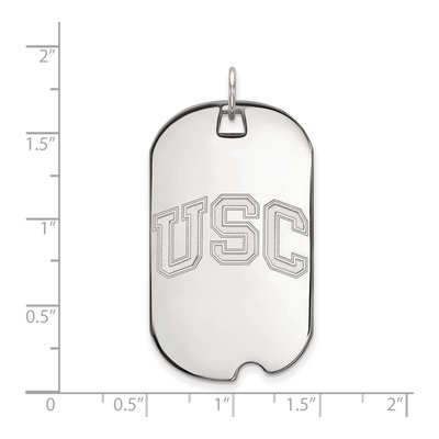 University of Southern California 10K White Gold U-S-C Large Dog Tag Pendant – view 2
