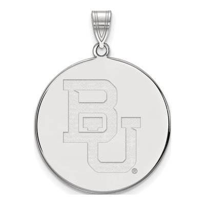 Baylor University 10K White Gold Bears Extra Large Disc Pendant