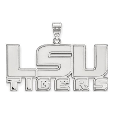Louisiana State University 10K White Gold L-S-U Tigers Large Pendant