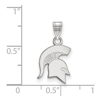 Michigan State University 10K White Gold Spartan Small Pendant – view 2