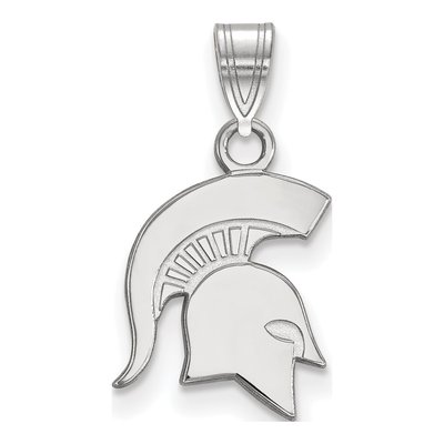 Michigan State University 10K White Gold Spartan Small Pendant