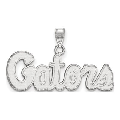University of Florida 10K White Gold Gators Script Small Pendant