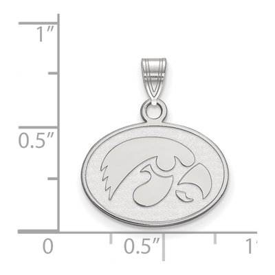 University of Iowa 10K White Gold Hawk Small Oval Pendant – view 2