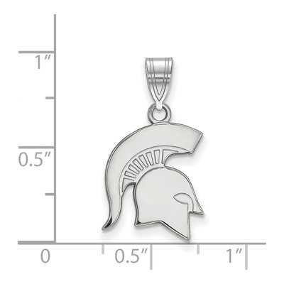 Michigan State University 10K White Gold Spartan Medium Pendant – view 2