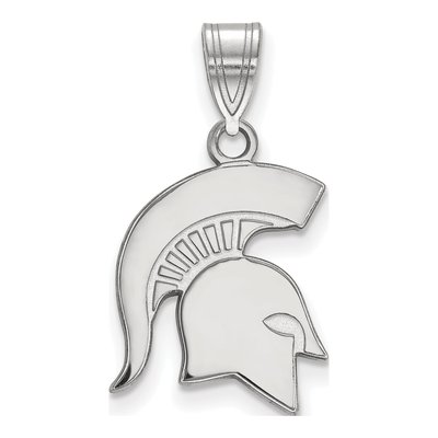 Michigan State University 10K White Gold Spartan Medium Pendant