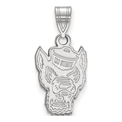 North Carolina State University 10K White Gold Wolf Medium Pendant